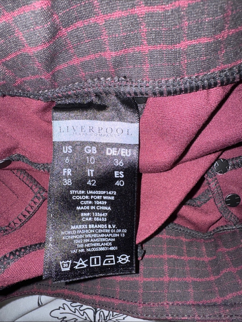 Liverpool Jeans Company Brick Red and Black Plaid Pencil Skirt - Picture 9 of 9